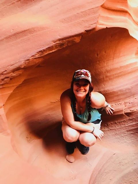 RN, Amanda M., smiling for the camera in Antelope Canyon near Page, Ariz.