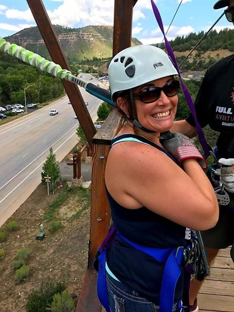 RN, Amanda M., getting ready to zip line in Durango, Co.