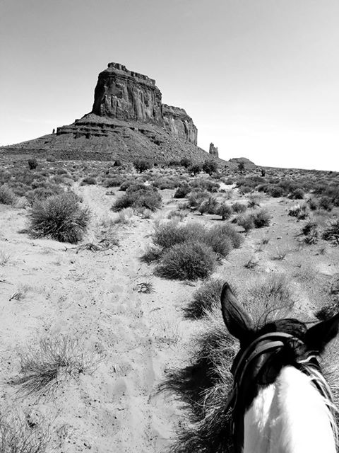 RN, Amanda M., taking snapshots on horseback in Monument Valley near Page, Ariz.